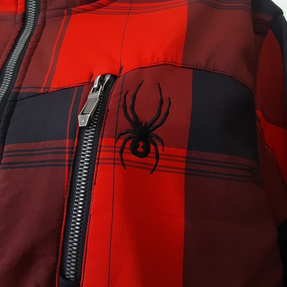 Spyder Red Plaid Soft Shell Hooded Jacket - Picture 6 of 10